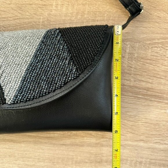New Handmade Beaded Shoulder Bag Black Grey - Picture 10 of 10